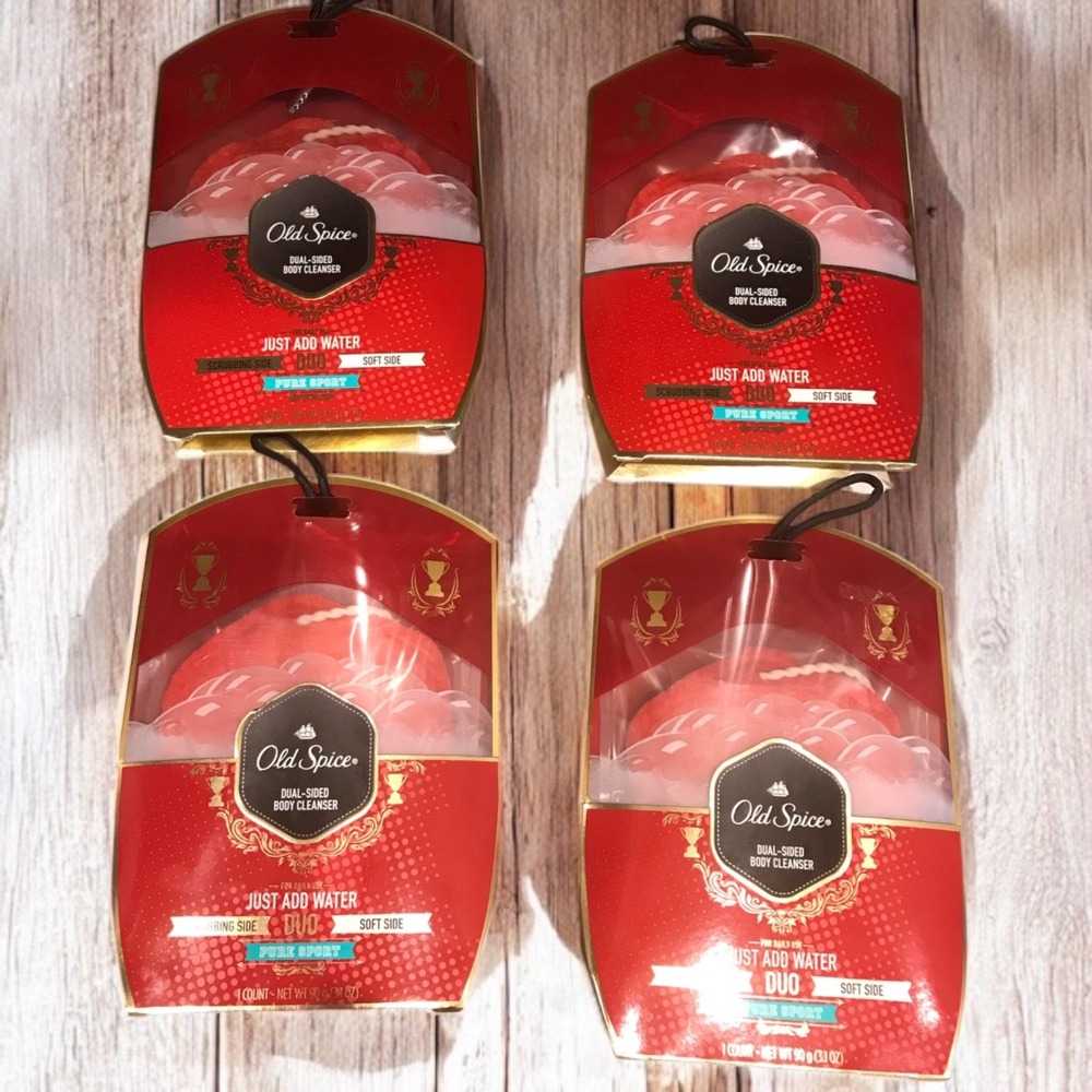 Lot Of 4‎ New. Old Spice Duo Pure Sport Dual Sided Body Cleanser. Discontinued